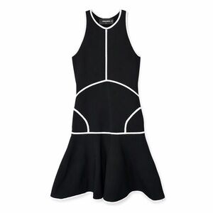 Dsquared2 Black White Piped Fit & Flare Dress Sz S Made in Italy